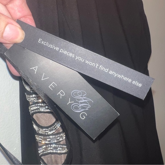 NWTS Avery G Black Cocktail Lined Dress Side Cutouts w Rhinestones & Mesh Size 8 - Picture 6 of 13